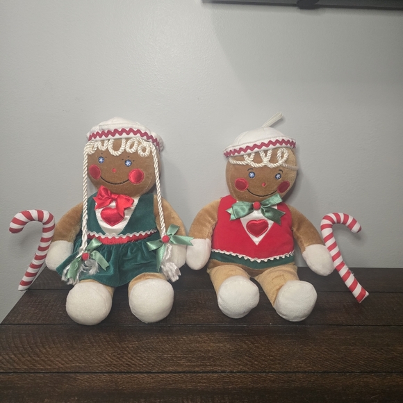 Vintage 1990 Target Boy Girl Gingerbread Plush Stuffed Animal Christmas - Picture 1 of 16